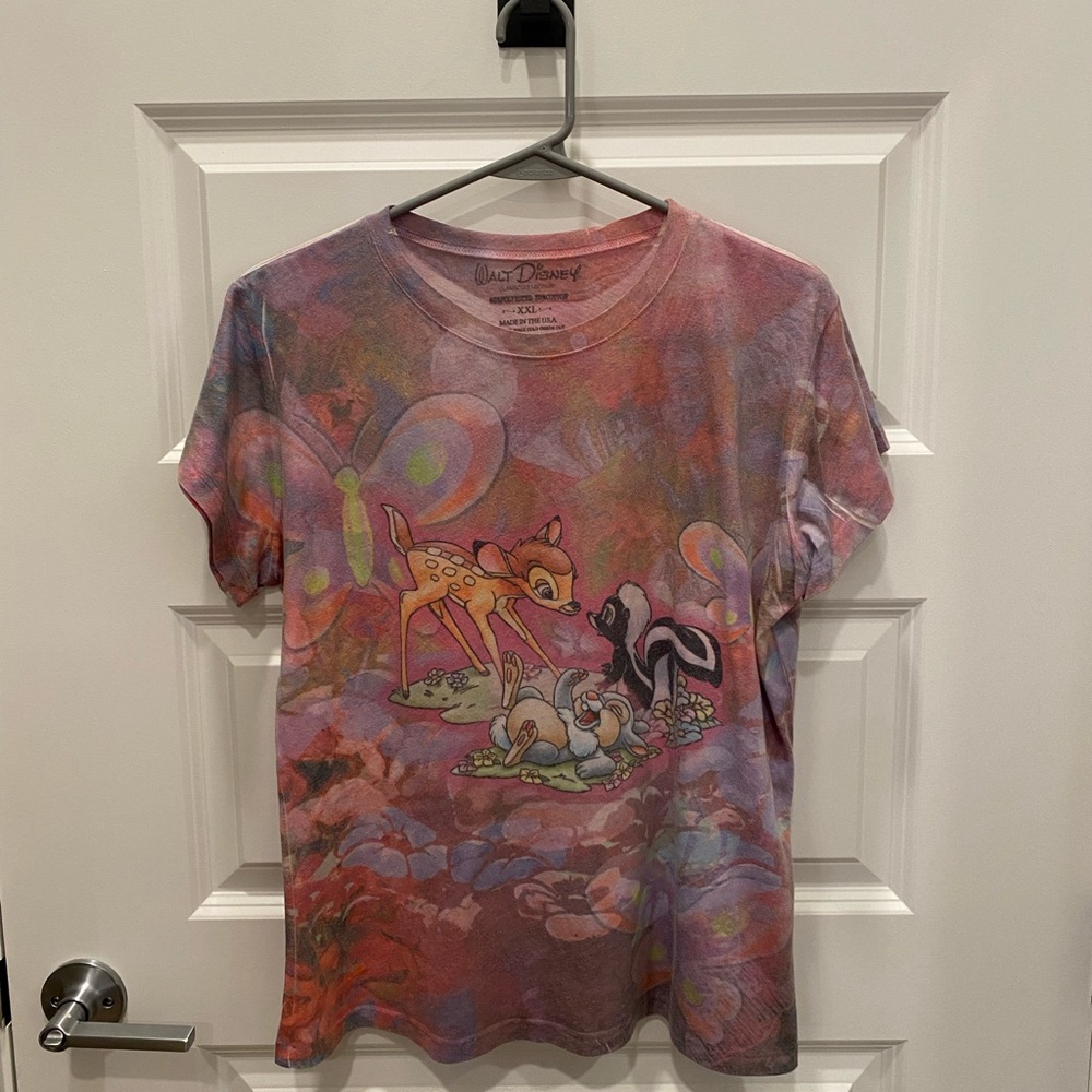 Disney Pink and Orange Short Sleeve Tee with Artistic Tie-Dye